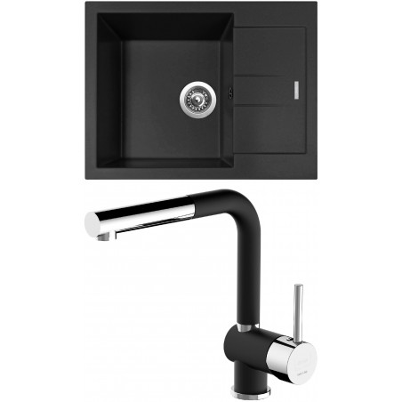 Set Sinks (dřez Amanda 650 NANO Nanoblack N6 + baterie Mix 3 P Nanoblack N6)