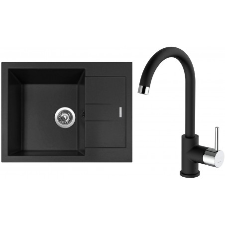 Set Sinks (dřez Amanda 650 NANO Nanoblack N6 + baterie Mix 35 Nanoblack N6)