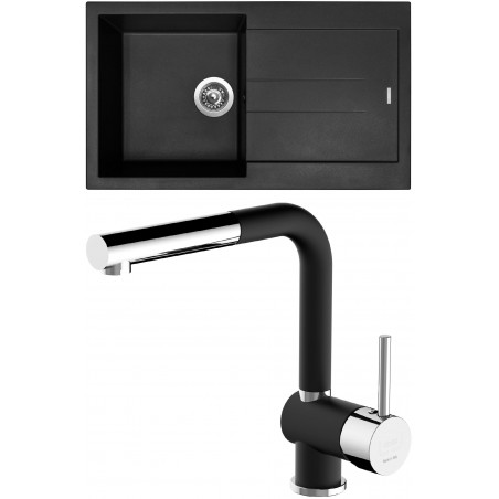 Set Sinks (dřez Amanda 860 NANO Nanoblack N6 + baterie Mix 3 P Nanoblack N6)