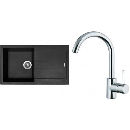 Set Sinks (dřez Amanda 860 NANO Nanoblack N6 + baterie Mix 35 Chrom - lesklý)