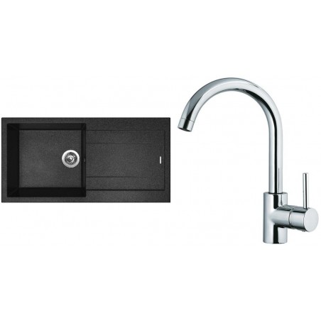 Set Sinks (dřez Amanda 990 NANO Nanoblack N6 + baterie Mix 35 Chrom - lesklý)