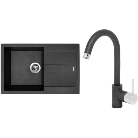 Set Sinks (dřez Amanda 780 Metalblack 74 + baterie Mix 35 Metalblack 74)