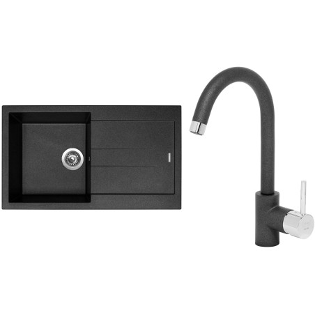 Set Sinks (dřez Amanda 860 Metalblack 74 + baterie Mix 35 Metalblack 74)