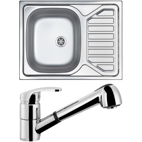 Set Sinks (dřez Okio 650 M 0,6 mm matný + baterie Legenda S Chrom - lesklý)