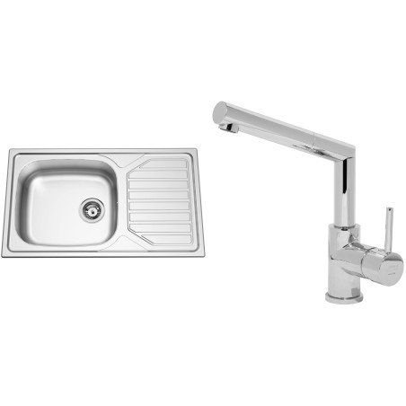 Set Sinks (dřez Okio 860 XXL V 0,6 mm, matný + baterie Mix 350 P Chrom - lesklý)