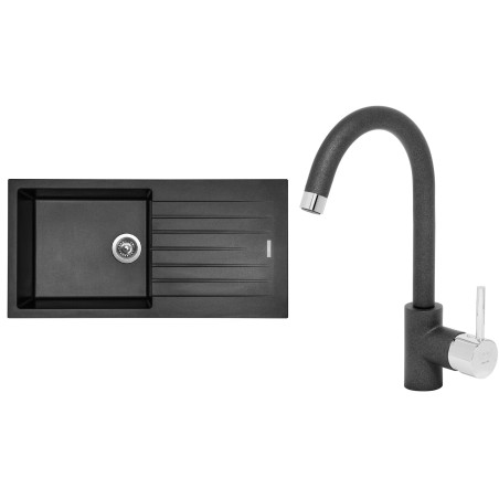 Set Sinks (dřez Perfecto 1000 Metalblack 74 + baterie Mix 35 Metalblack 74)