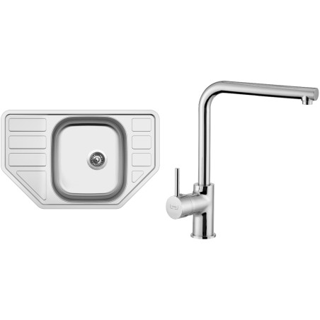 Set Sinks N96 (dřez Corno 770 0,6 mm, matný + baterie Elka Chrom - lesklý)