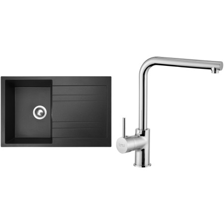 Set Sinks (dřez Grande 800 Granblack 30 + baterie Elka Chrom - lesklý)