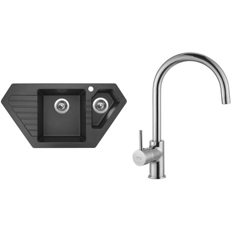 Set Sinks (dřez Bravo 850.1 Granblack 30 + baterie Vitalia Chrom - lesklý)