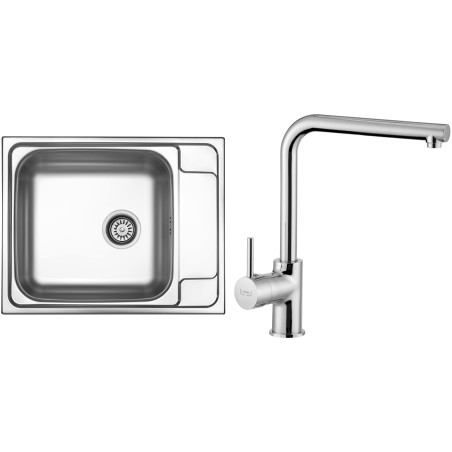 Set Sinks N40 (dřez Grand 630 V 0,7mm, matný + baterie Elka Chrom - lesklý)