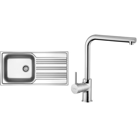 Set Sinks N84 (dřez Star 1000 XXL V 0,7mm, matný + baterie Elka Chrom - lesklý)