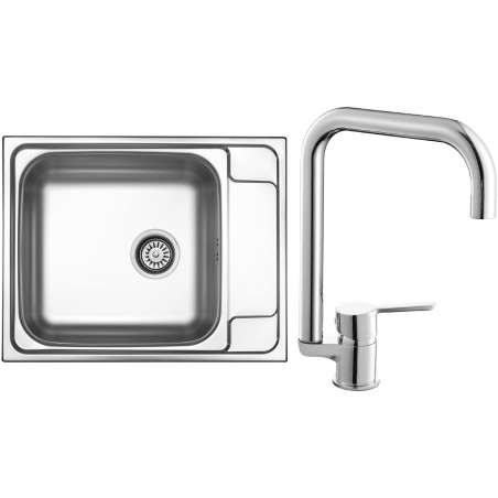 Set Sinks N38 (dřez Grand 630 V 0,7mm, matný + baterie Cornia Chrom - lesklý)