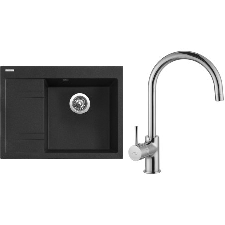 Set Sinks G3030 (dřez Rim 650 P Granblack 30 pravý + baterie Vitalia Chrom - lesklý)