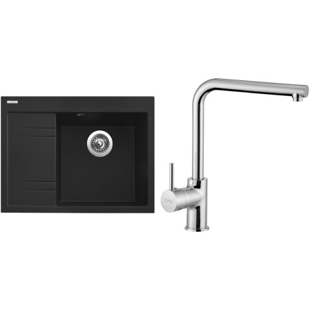 Set Sinks G3474 (dřez Rim 650 P Metalblack 74 pravý + baterie Elka Chrom - lesklý)